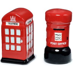 Puckator - Peper- en zoutstel - Londen brievenbus en telefooncel rood - Keramiek - Cadeau setje
