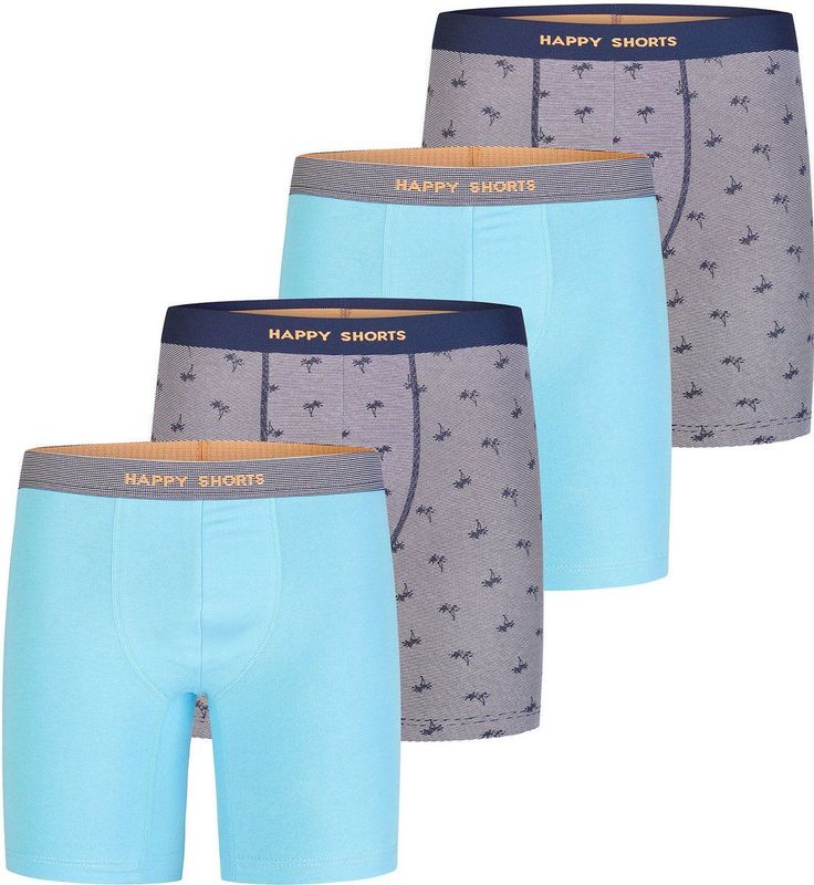 Happy Shorts - Long Boxershorts - Marine - 4er-Pack