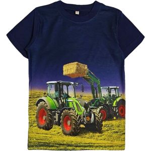 T-shirt met tractor, Fendt, blauw, trekker, full colour print, kids, kinder, maat 92, stoer, mooie kwaliteit!