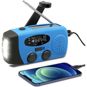 Zonne-energie en Zwengel Radio met LED Zaklamp en USB-oplader - Waterdicht voor Kamperen en Noodgevallen