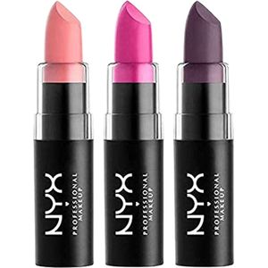 NYX - Matte lipstick - Pale Pink, Shocking Pink, Up the Bass  - 3 stuks - Mat lipstick 2,5 g - Cadeautip - Kerstpakket - Kerstcadeau