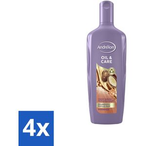 4 x Andrélon - Oil & Care - Shampoo - 300 ml - Shampoo Voor Droog Haar - Shampoo Voor Pluizig Haar - Argan Olie Shampoo - Marula Olie Shampoo - Verzorgend Shampoo