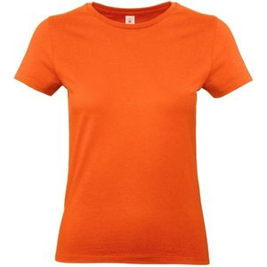 Set van 2x stuks basic dames t-shirt oranje met ronde hals - Oranje dameskleding casual shirts, maat: L (40)