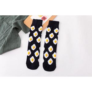 Grappige sokken met gebakken ei print. Maat 38-42 (zwart)