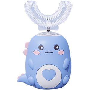 Elektrische kindertandenborstel met 3 reinigingsstanden U-vormige sonische tandenborstel oplaadbaar - Blauw