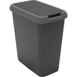 Green Bin, afvalscheidingsbak 25L met klapdeksel, rechthoekig, gemaakt van gerecycled plastic, met stickers, voor keuken, kantoor, wasruimte, garage, werkplaats