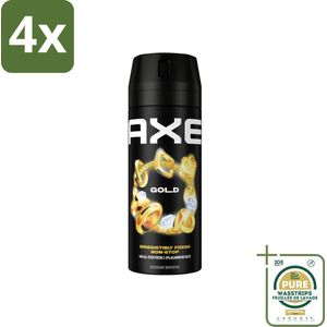 Axe Deodorant Bodyspray Gold 150 ml - Voordeelverpakking - 4 stuks - Deodorant spray - 48 uur bescherming