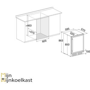 Temptech EX60DRW Elegance onderbouw wijnkoelkast - 2 zones - 46 flessen