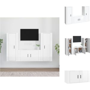 vidaXL Televisiekastenset Hoogglans Wit - 2x 40x34.5x100 cm - 1x 80x34.5x40 cm - Kast