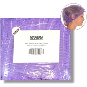 2WINS® - 100 Paarse wegwerp haarnetjes - non-woven - Latexvrij - niet steriel - Clip Caps