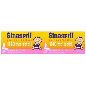 Sinaspril Paracetamol 240mg Zetpil - 2 x 10 stuks - Voordeelverpakking