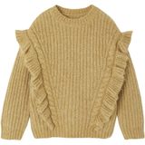 Trui met ruches en kabels voor meisjes goudbeige