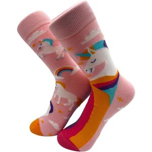 Winkrs | Eenhoorn sokken | Maat 36-41 | 2 verschillende sokken met eenhoorns | Roze, unicorn, pegasus
