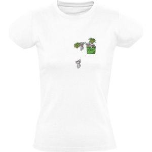 Aapjes in borstzakje Dames T-shirt - aapje - klimmen - dieren - grappig