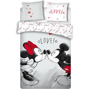 Disney Minnie Mouse Dekbedovertrek Love - Lits Jumeaux - 240 x 220 cm - Wit