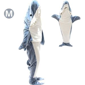 Bovista Hoodie Deken Met Mouwen - Fleece Blanket - Dames - Heren - Kinderen - Plaid - Knuffeldeken - Onesie - Extra Zacht & Warm - Haai - Maat M