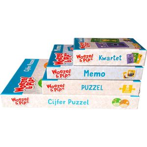 Woezel & Pip Pakket - 2x Puzzel, 1x Kwartet, 1x Memory - Kaartspel - Spellen - Educatief - Schoencadeautjes - Sinterklaas - Cadeau - Peuter - Kleuter