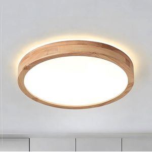 LED-Plafondlamp Ø30cm 4500K 1620Lm 18W - Ronde Top 360° Glow Natuurlijk Hout Slaapkamer - Woonkamer - Kinderkamer - Keuken - Eetkamer - Thuis - Kantoor - Neutraal Wit