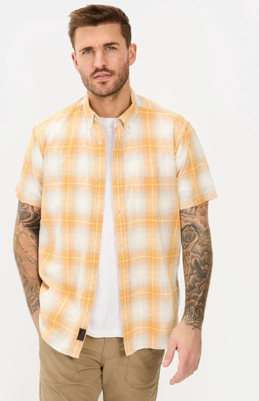 Camel Active - Korte Mouwen Overhemd - Blauw - 100% Katoen