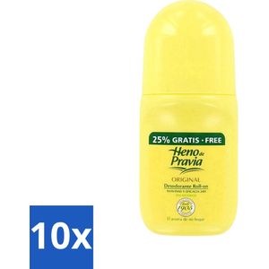 10 x Heno De Pravia - Deodorant Roller - Original Geur - 50 ml - Gevoelige Huid - Langdurige Bescherming