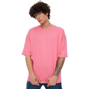 Trendyol Zwart Oversized/Wijd Gesneden 100% Katoenen Basic T-Shirt Met Korte Mouwen Tmnss22Ts0318