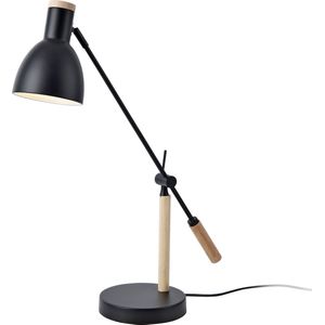 Tafellamp Watford bureaulamp 67 cm E27 zwart en houtkleurig
