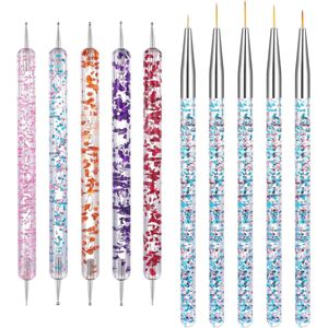 10 Pcs Nail Art Brushes - Dots Tools - Nail Art Brush Set - Dot Pen and Gel Brush - Nail Design Pens - Brush - Acrylic - Nail Art Brush for Gel - Nail Tip - DIY Nail Art