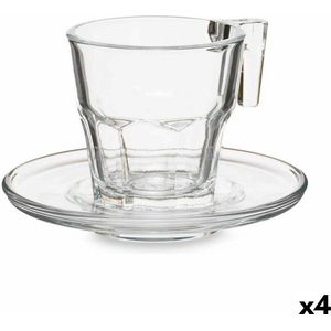 Set van 6 kopjes met schotel Casablanca Transparant Glas 4 Stuks (70 ml)