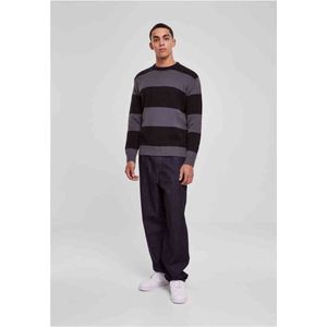Urban Classics - Heavy Oversized Striped Sweater/trui - L - Zwart/Grijs