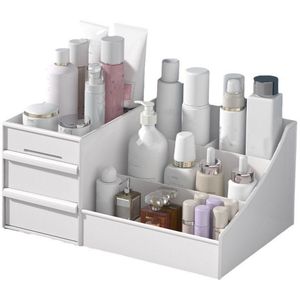 Lade-opbergdoos - Opbergdoos voor cosmetische lades - Bureaulade-opbergrek - Opbergdoos voor huidverzorging - Ruimtebesparend ontwerp - Opbergdoos met lade - Geschikt voor kaptafels, tafels in studentenhuizen - Wit