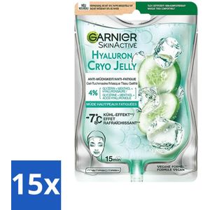 Garnier - SkinActive - Cryo Jelly Gezichtsmasker - Anti-Vermoeidheid - Hyaluronzuur - 1 Gezichtsmasker - Bulkverpakking - 15 stuks