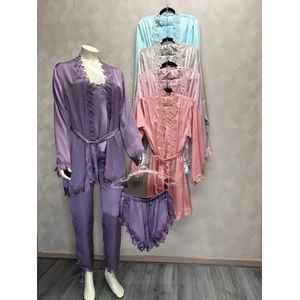 Zijde Dames Pyjama Set - Pink