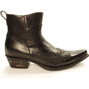 Sendra Boots 12185 Javi Zwart Handgemaakt Heren Cowboy Western Enkel Laars Spitse Neus Lederen Zool Rits Sluiting Echt Leer Maat 43