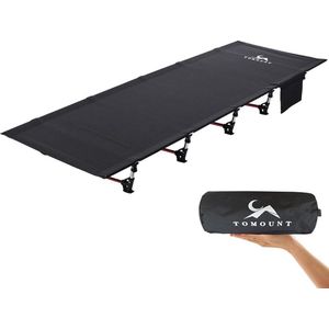 Veldbed, ultralicht klapbed, aluminium stangen, 190 x 70 cm, compact, draagbaar, eenvoudig te bouwen, belastbaar campingbed voor tenten, outdoor wandeling, zwart