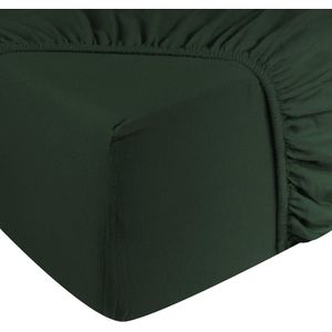 DoubleDry Jersey Stretch Hoeslaken - 100% Katoen - Tweepersoons 180x200 cm - 25cm Matrasdikte - Rondom Elastiek - Donker Groen