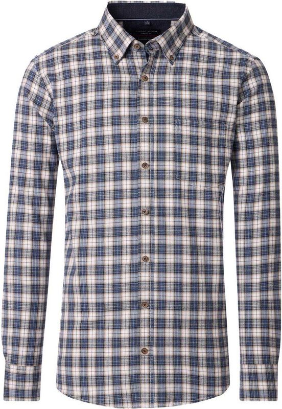 Casa Moda Heren overhemd lange mouw blauw (Maat: 2XL) - Ruit