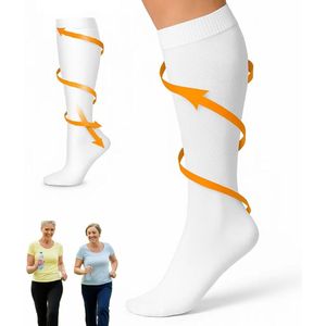 Compressie Sokken I Compressie Kousen I Steunkousen I Vliegtuigsokken I Anti Vermoeidheid I Maat S/M (35-39) I Wit
