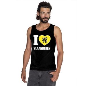 Tanktop I love Vlaanderen voor heren - zwart - Vlaamse hempjes / outfit / onderhemden XXL