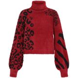 myMo - ROCKS - Trui - Bourgogne/Zwart - Pofmouwen - Dierenprint