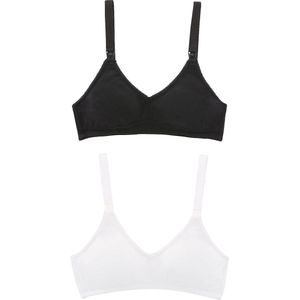 Vertbaudet - Set van 2 Triangelvoedingsbeha's - Zwart/Wit - Katoen