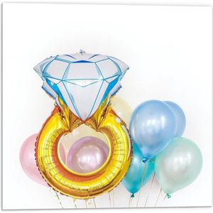 Forex - Ballonnen met Ring Ballonnen - 50x50cm Foto op Forex