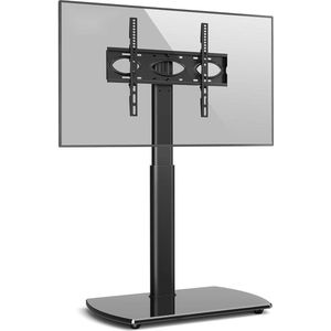TV-vloerstandaard hoge tv-standaard met beugel voor tv's van 32 tot 65 inch, slanke tv-standaard in hoogte verstelbare draaibare tv-standaard met glazen voet Max VESA 400x400 mm tot 35 kg,