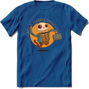 Casual skelet T-Shirt Grappig | Dieren halloween Kleding Kado Heren / Dames | Animal Skateboard Cadeau shirt - Donker Blauw - L