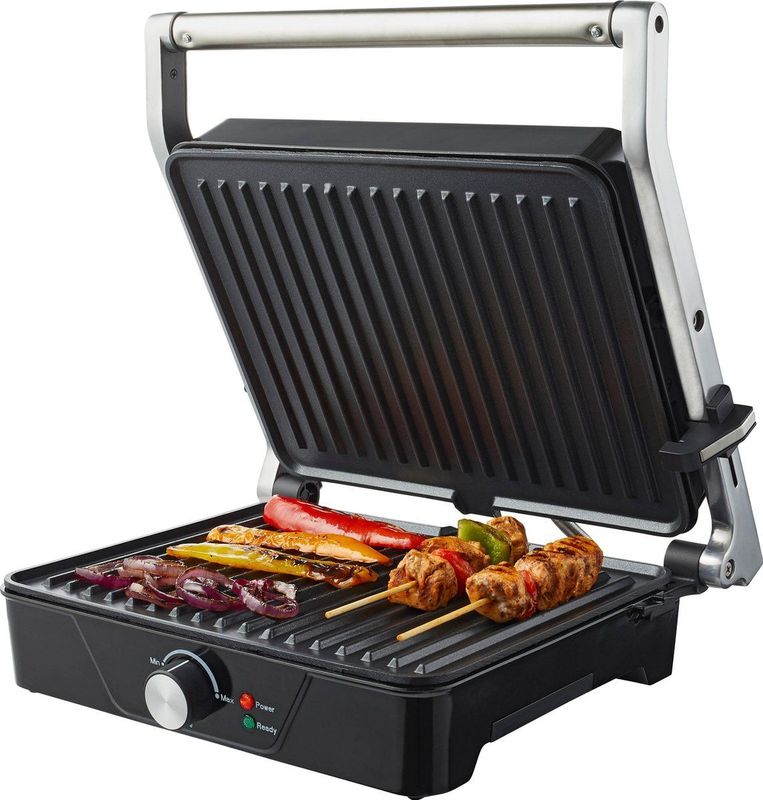 Tomado TGC4001S - Grote contactgrill - Instelbare temperatuur - Grillapparaat - Sandwichmaker - Anti aanbaklaag - 2000 watt - Zwart/RVS