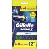 Gillette - Sensor3 Comfort - Wegwerpmesjes - 8+4 stuks