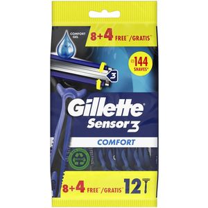 Gillette - Sensor3 Comfort - Wegwerpmesjes - 8+4 stuks