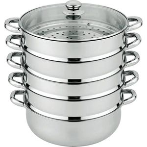 Stoompot Voedsel steamer pan met gehard glas deksel - 30cm -rvs-