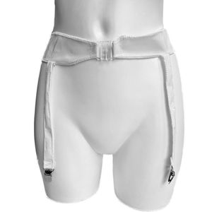 BamBella® Jarretel LATEX stof gordel - maat S/M - Wit - voor knie kousen - Erotische lingerie dames - Sexy garter belt met jarretels