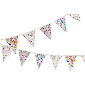 FraaiGaaf - Kleurrijke vlaggenlijn van stof - 5 meter - Rood / Blauw / Geel / Groen / Oranje / Regenboog vlaggetjes slinger - verjaardag slinger - stoffen slinger driehoek vlaggetjes - verjaardag versiering - feestslinger - handgemaakt duurzaam