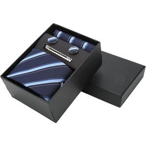 Blauw gestreepte cadeauverpakking voor herenstropdassen - Kledingaccessoires voor huwelijksrecepties